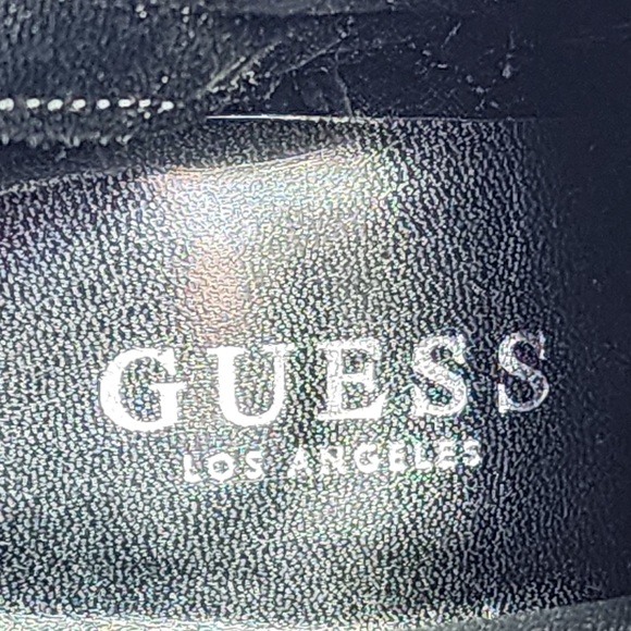 Guess LA Ginette Black Lace-Up High Heel Ankle Boots with Side Zip - Picture 8 of 11